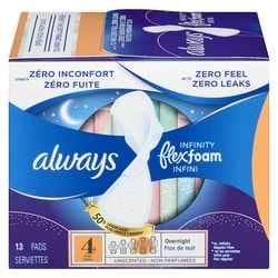 Always Infinity Feminine Pads for Women, Flexfoam Pads with Wings