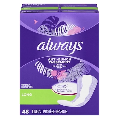 Always Liners Unscented, Long 48-count 48 ea, $0.15/1ea