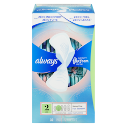Infinity Feminine Pads for Women, Flexfoam Pads with Wings, Size 2, Heavy Absorbency, Unscented, 32 CT