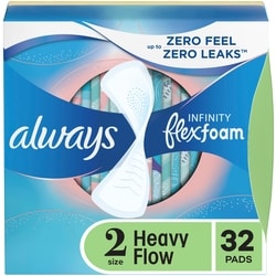 Infinity Feminine Pads for Women, Flexfoam Pads, Size 2, Heavy Absorbency, Unscented, 32 CT