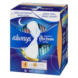 Always Infinity Flexfoam Pads, Overnight Size 4 Unscented, 38