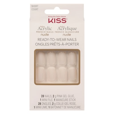 Kiss Salon Acrylic French Nails Nude Ready-To-Wear Nails Short 1 ea, $14.99/1ea