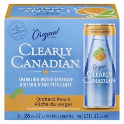 Clearly Canadian Boisson d'eau pétillante pêche du verger 6x355.0 ml, 0,42 $/100ml