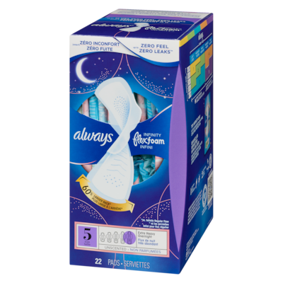 Always Infinity Feminine Pads for Women, Flexfoam Pads with Wings