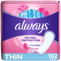 Daily Liners, Regular Absorbency, Unscented, 162 Ct