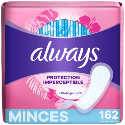 Always Protège-dessous quotidiens, degré d’absorption régulier, non parfumés, 162 protège-dessous 162 ea, 0,09 $/1ch