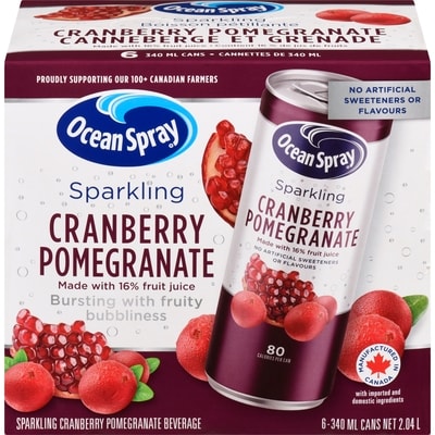 Ocean Spray Sparkling Cranberry Pomegranate Beverage 6x340.0 ml, $0.38/100ml