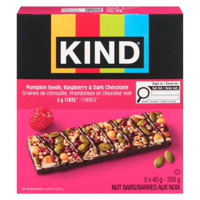 Kind bar Nut Bars Pumpkin Seeds, Raspberry & Dark Chocolate 5x200.0 g, $0.80/100g