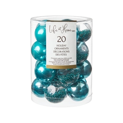Life at Home Shiny and Filled Holiday Ornaments 20 Pack - Blue 1 ea, $5.00/1ea