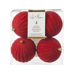 Life at Home Flocked Holiday Ornaments 4 Pack - Red 4 ea, $2.25/1ea