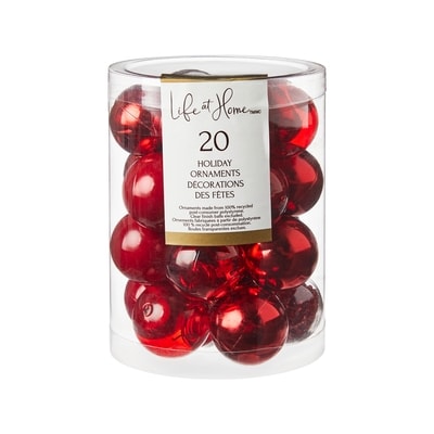 Life at Home Shiny and Filled Holiday Ornaments 20 Pack - Red 1 ea, $5.00/1ea