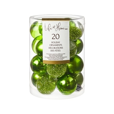 Life at Home Shiny and Filled Holiday Ornaments 20 Pack - Green 1 ea, $5.00/1ea