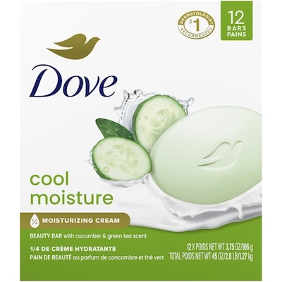 Dove Beauty Bar Cool Moisture effectively locks in moisture 12x106.0 g, $1.72/100g