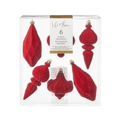 Life at Home Flocked Holiday Ornaments 6 Pack - Red 6 ea, $1.50/1ea