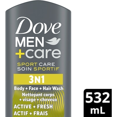Dove Sport Care Hair, Face, and Body Wash Active + Fresh Cleanser 532 ml, $1.97/100ml