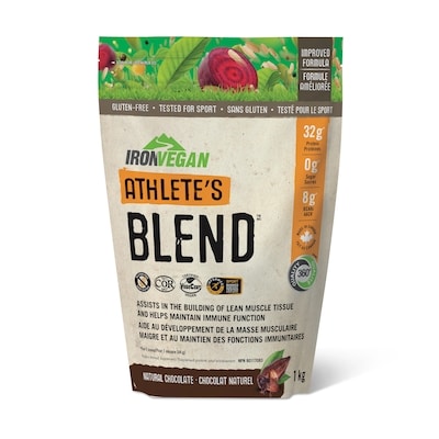 Iron Vegan Poudre de protéine Athlete's Blend, Chocolat 1 kg, 6,93 $/100g