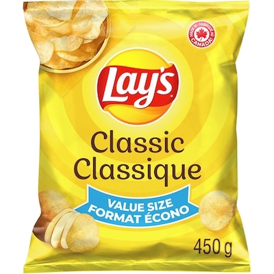 Lay's Classic potato chips 450 g, $1.62/100g