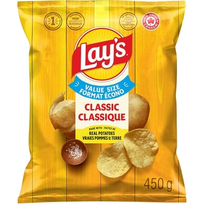 Lay’s Croustilles Classique, format économique 450 g, 1,44 $/100g