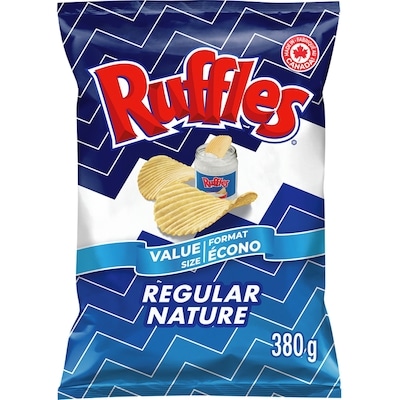 Ruffles Regular Potato Chips 380 g, $1.84/100g