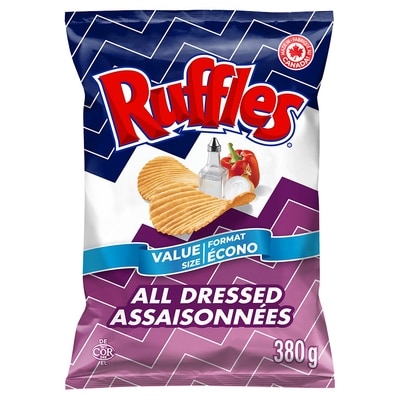 Ruffles All Dressed flavoured Potato Chips Value Size 380 g, $1.84/100g