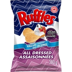 Ruffles All Dressed flavoured Potato Chips Value Size 380 g, $1.84/100g