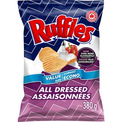Ruffles All Dressed flavoured Potato Chips Value Size 380 g, $1.84/100g