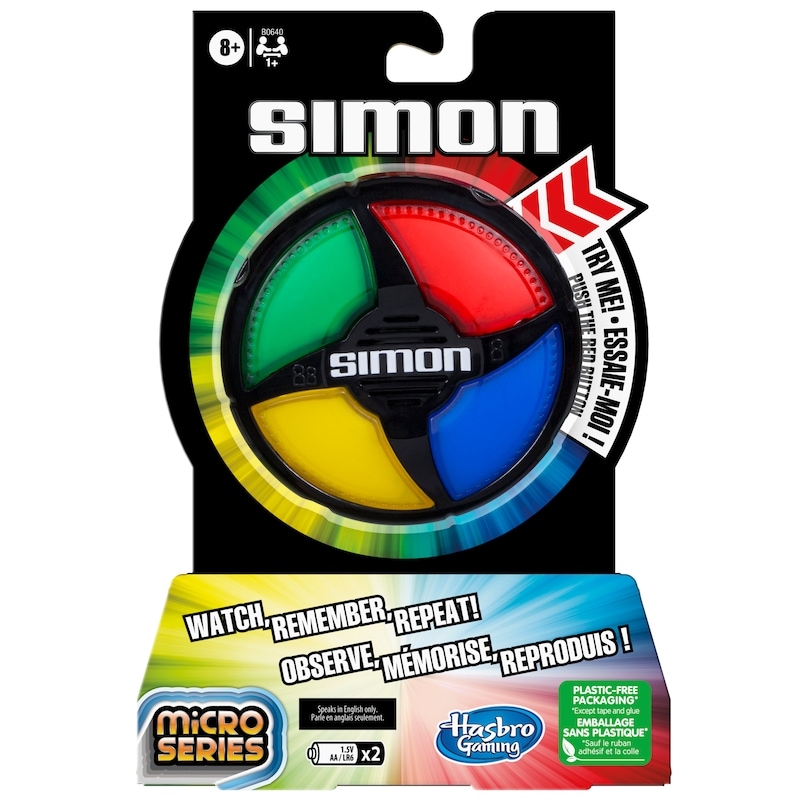 Simon Micro Series Electronic Game, Classic Simon Gameplay in a Compact Size, Fun Party Game for Kids Ages 8+