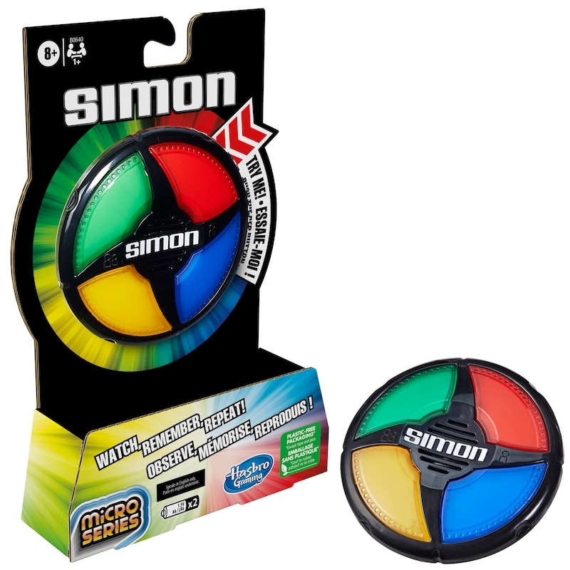 Simon Micro Series Electronic Game, Classic Simon Gameplay in a Compact Size, Fun Party Game for Kids Ages 8+