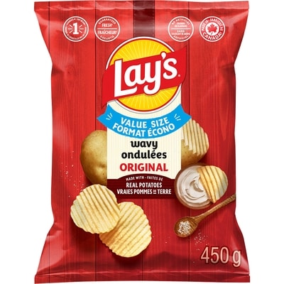 Lay's Wavy Original Potato Chips 450 g, $1.55/100g
