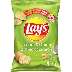Lay's Cream & Onion ridged flavoured potato chips 200 g, $2.25/100g