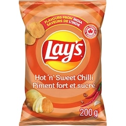Lay's Hot 'n' Sweet Chilli Ridged Flavoured Potato Chips 200 g, $2.25/100g