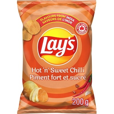 Lay's Hot 'n' Sweet Chilli Ridged Flavoured Potato Chips 200 g, $2.25/100g