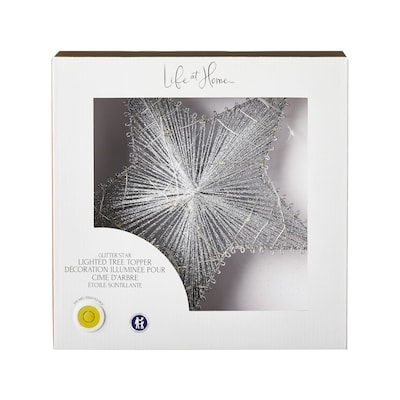 Life at Home Décoration illuminée pour cime d’arbre en forme d’étoile scintillante – argenté 1 ea, 24,00 $/1ch