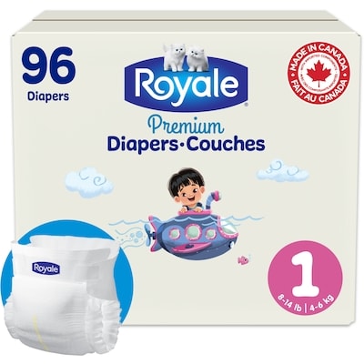 Royale Premium Diapers, Super Pack, Size 1 - 96 Count, Disposable Baby Diapers 96 ea, $0.31/1ea