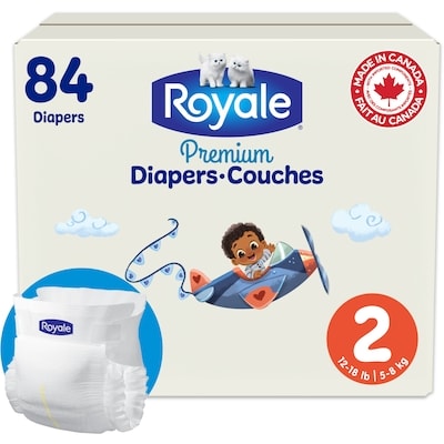 Royale Premium Diapers, Super Pack, Size 2 - 84 Count, Disposable Baby Diapers 84 ea, $0.36/1ea