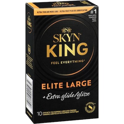 Synthetic Polyisoprene Lubricated Condoms King Elite Large + Extra Glide