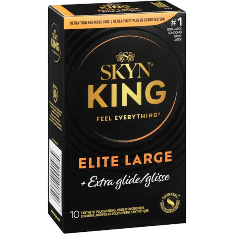 Synthetic Polyisoprene Lubricated Condoms King Elite Large + Extra Glide
