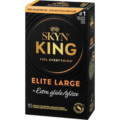 Synthetic Polyisoprene Lubricated Condoms King Elite Large + Extra Glide