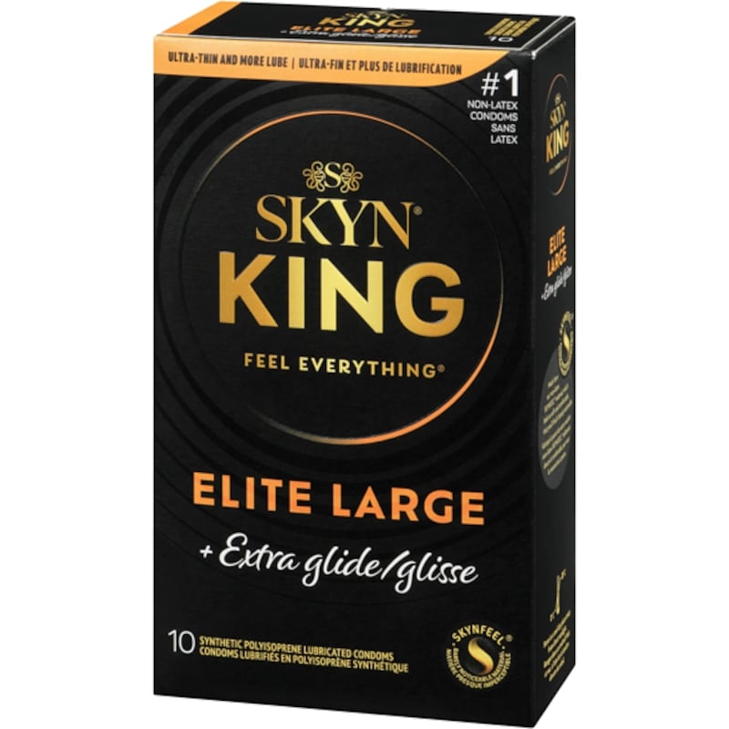 Synthetic Polyisoprene Lubricated Condoms King Elite Large + Extra Glide