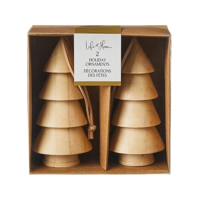 Life at Home Ensemble de 2 ornements d’arbres en bois 2 ea, 4,50 $/1ch