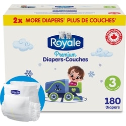 Royale Premium Diapers,  Size 3 - 180 Count, Disposable Baby Diapers 180 ea, $0.28/1ea