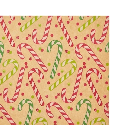 Papier-cadeau kraft épais, rouleau géant – cannes de bonbon 