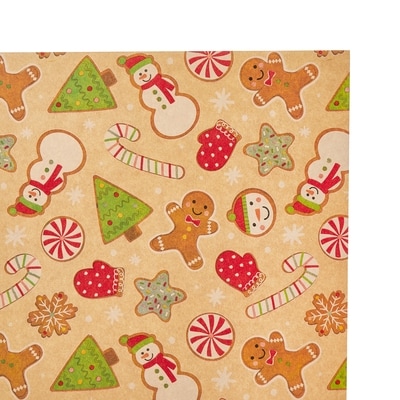 Papier-cadeau kraft épais, rouleau géant – biscuits
