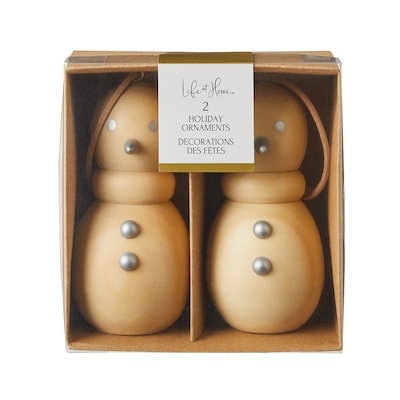 Life at Home Wooden Snowman Ornaments 2 Pack 2 ea, $4.50/1ea
