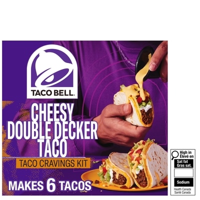 Taco Bell Ensemble à tacos fringales taco double au fromage, boîte 401 g, 2,37 $/100g