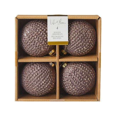 Life at Home Ensemble de 4 ornements en verre à texture tricotée – bronze 1 ea, 14,00 $/1ch