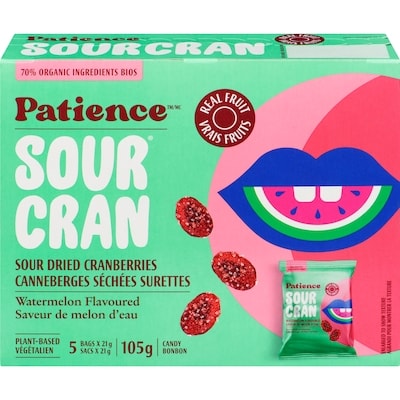 Patience Fruit & Co Sourcran bonbon canneberges séchées surettes saveur de melon d'eau 105 g, 5,70 $/100g