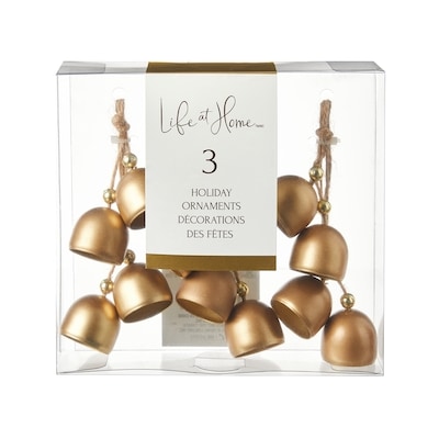 Life at Home Lot de 3 décorations en métal en forme de grappes de clochettes – or 3 ea, 4,00 $/1ch