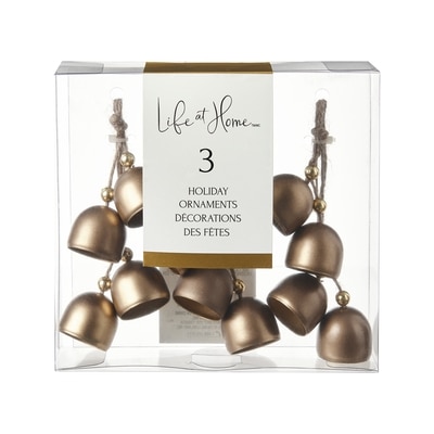 Life at Home Lot de 3 décorations en métal en forme de grappes de clochettes – cuivre 3 ea, 4,00 $/1ch
