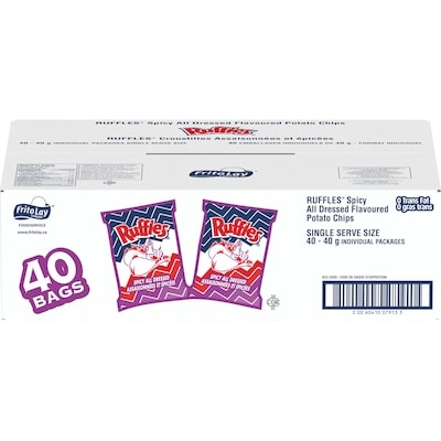 Ruffles Potato Chips, Spicy All Dressed, Case 40x40.0 g, $2.19/100g
